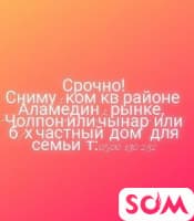 Срочно сниму 1комнатную квартиру в р-не Аламедин 1