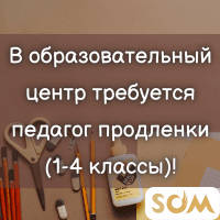 В образовательный центр требуется педагог продленки (1-4 классы)!